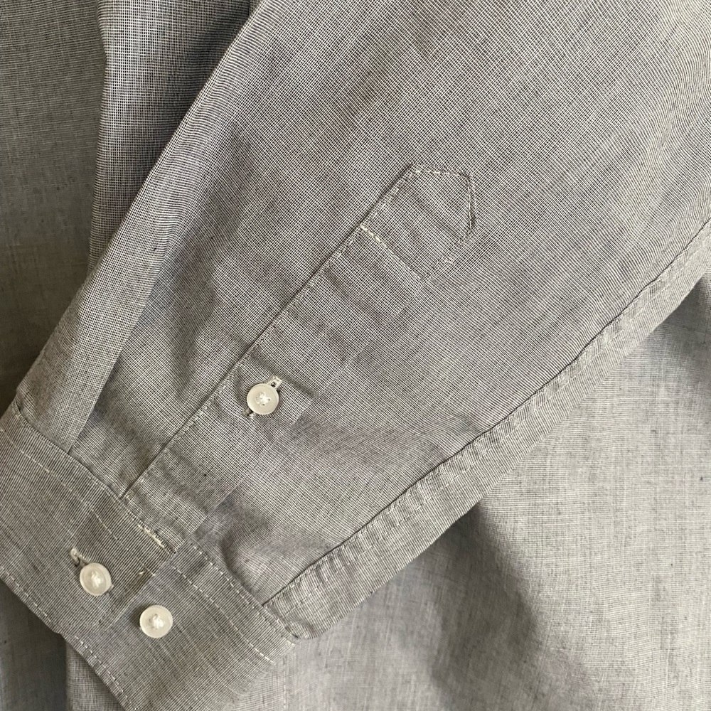 💸 Express Slim Fit Easy- Iron Gray Blue Turn Down Collar Shirt Size L - Picture 4 of 6